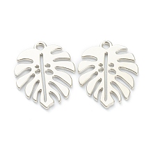 Honeyhandy Baking Painted Alloy Pendants, Tropical Leaf Charms, for DIY Accessories, Lead Free & Cadmium Free, Monstera Leaf, WhiteSmoke, 21x17x1mm, Hole: 1.6mm