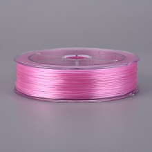 Honeyhandy Flat Elastic Crystal String, Elastic Beading Thread, for Stretch Bracelet Making, Pink, 0.8mm, about 109.36 yards(100m)/roll