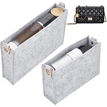 WADORN 2 Style Felt Purse Organizer Inserts, 2pcs Handbags Inserts Organizers Compatible Rectangle Felt Bag in Bag for Envolope Bag Accessories, Light Grey