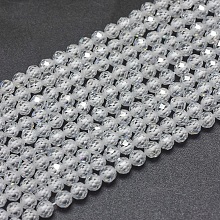 Honeyhandy Cubic Zirconia Beads Strands, Faceted, Round, Clear, 4mm, Hole: 0.8mm, about 91pcs/strand, 15 inch(38cm)