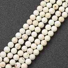 Honeyhandy Nrtutal Magnesite Beads Strands, Round, 8mm, Hole: 0.8mm, about 49pcs/strand, 14.96 inch(38cm)