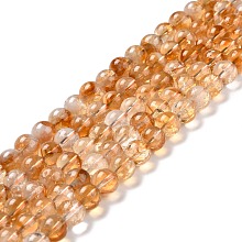 Honeyhandy Natural Citrine Bead Strands, Round, 8~8.5mm, Hole: 1mm, about 48pcs/strand, 15.16''(38.5cm)