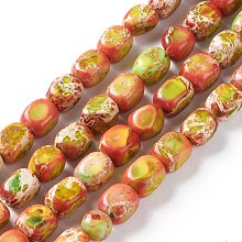 Honeyhandy Natural Regalite/Imperial Jasper/Sea Sediment Jasper Beads Strands, Dyed, Cuboid, Orange, 7x6x6mm, Hole: 0.8mm, about 56pcs/strand, 16.14 inch(41cm)