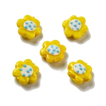 Honeyhandy Handmade Lampwork Beads, Flower, Gold, 18~19x20.5x8.5mm, Hole: 1.6mm