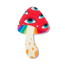 Honeyhandy Opaque Printed Acrylic Big Pendants, Mushroom, Eye Pattern, 54x33x2mm, Hole: 1.6mm