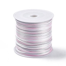 Honeyhandy Segment Dyed Nylon Thread Cord, Rattail Satin Cord, for DIY Jewelry Making, Chinese Knot, Pink, 1mm