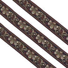 FINGERINSPIRE 10 Yard Vintage Jacquard Ribbon Black Jacquard Trim with Gold & Red Embroidery Bee & Floral 33mm Wide Webbing Ribbon Emobridered Woven Trim for DIY Clothing Accessories Decorations