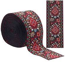 GORGECRAFT Polyester Ribbons, Jacquard Webbing for Cloth DIY Making Decor, Flat with Flower Pattern, Colorful, 2 inch(50mm), 5 yards/roll