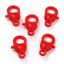 Honeyhandy Plastic Lobster Claw Clasps, Heart, Red, 22.5x13x6.5mm, Hole: 3mm