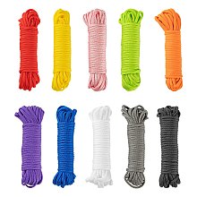 Honeyhandy 100M 10 Colors 7 Inner Cores Polyester & Spandex Cord Ropes, Solid Color, for Rope Bracelets Making, Mixed Color, 4~5mm, 10m/color