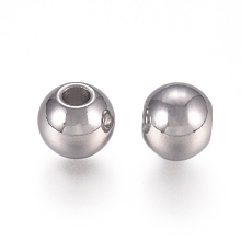 Honeyhandy 316 Surgical Stainless Steel Beads, Round, Stainless Steel Color, 6x5mm, Hole: 2mm