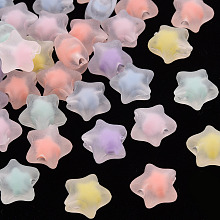 Honeyhandy Transparent Acrylic Beads, Frosted, Bead in Bead, Star, Mixed Color, 10.5x11x7mm, Hole: 2mm, about 1280pcs/500g