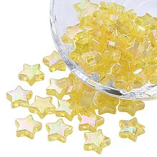 Honeyhandy Eco-Friendly Transparent Acrylic Beads, Star, AB Color, Yellow, 10x4mm, Hole: 1.5mm, about 100pcs/bag