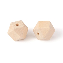 Honeyhandy Natural Unfinished Wood Beads, Square Cut Round Beads, BurlyWood, 19.5~20x25.5x25.5mm, Hole: 4.5mm