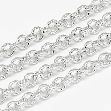 ARRICRAFT Aluminum Rolo Chains, Belcher Chains, Textured, Unwelded, Silver, 3.6x1.4mm