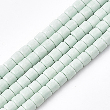 Honeyhandy Natural Agate Beads Strands, Dyed, Column, Light Cyan, 4x3.5~4mm, Hole: 1mm, 108pcs/strand, 15.7 inch