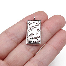 Honeyhandy Tibetan Style Alloy Pendants, Rectangle with Tarot Pattern, Antique Silver, 2.6x1.3cm