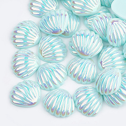 Honeyhandy Resin Cabochons, AB Color, Shell, Pale Turquoise, 21x19x6mm