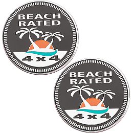 GORGECRAFT 2 Pieces Beach Car Emblem 3D Creative Aluminum Car Stickers 4 X 4 Metal Automotive Badge Jeep Badges for Wrangler (Word Beach Rated)