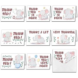 ARRICRAFT 9pcs Thank You Cards Carton Elephant Theme Greeting Cards with Envelopes for Wedding Bridal Shower Birthday Christmas Thanksgiving Day Invitation Cards