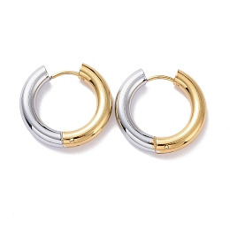 Honeyhandy Two Tone 304 Stainless Steel Hinged Hoop Earrings for Women, Golden & Stainless Steel Color, 6 Gauge, 21x22x4mm, Pin: 1mm