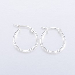 Honeyhandy 304 Stainless Steel Hoop Earrings, Hypoallergenic Earrings, Silver, 21x20x2mm, 12 Gauge, Pin: 1x0.8mm