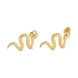 Honeyhandy Golden 304 Stainless Steel Stud Earrings, Snake, 23.5x11.5mm