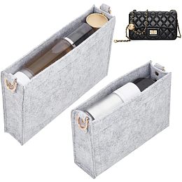 WADORN 2 Style Felt Purse Organizer Inserts, 2pcs Handbags Inserts Organizers Compatible Rectangle Felt Bag in Bag for Envolope Bag Accessories, Light Grey