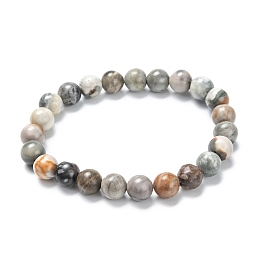 Honeyhandy Natural Polychrome Jasper/Picasso Stone/Picasso Jasper Stretch Beaded Bracelets, Round, Inner Diameter: 2-1/8 inch(5.5cm), Beads: 8~9mm