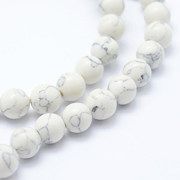 Honeyhandy Synthetic Howlite Bead Strand, Dyed, Round, White, 8mm, Hole: 1mm, about 50pcs/strand, about 15 inch