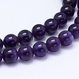 Honeyhandy Natural Amethyst Round Bead Strands, Grade AB, 4mm, Hole: 0.7mm, about 95pcs/strand, 15.5 inch