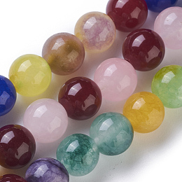 Honeyhandy Natural Jade Beads Strands, Round, Dyed, Mixed Color, 10mm, Hole: 1.2mm, about 35pcs/strand, 13.38 inch(34cm)