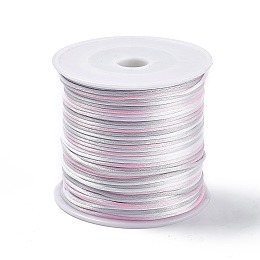 Honeyhandy Segment Dyed Nylon Thread Cord, Rattail Satin Cord, for DIY Jewelry Making, Chinese Knot, Pink, 1mm