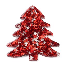 Christmas Theme Acrylic Pendants, Red, Christmas Tree, 49x43.5x2mm, Hole: 1.5mm