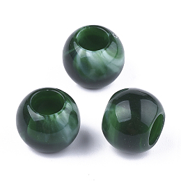 Honeyhandy Acrylic Beads, Imitation Gemstone Style, Rondelle, Dark Green, 11.5x9.5mm, Hole: 5.5mm, about 760pcs/500g