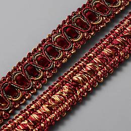 SUPERFINDINGS Polyester Braided Lace Trim, Garment Curtain Accessories, Red, 3/4 inch(20mm), about 13.67 Yards(12.5m)/Card