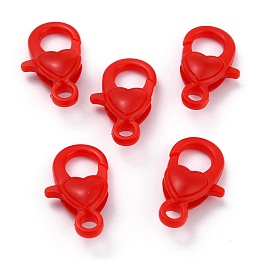 Honeyhandy Plastic Lobster Claw Clasps, Heart, Red, 22.5x13x6.5mm, Hole: 3mm