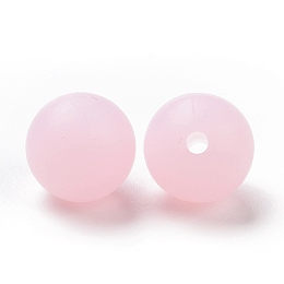 Honeyhandy Luminous Silicone Beads, Chewing Beads For Teethers, DIY Nursing Necklaces Making, Round, Pearl Pink, 12x11.5mm, Hole: 2mm