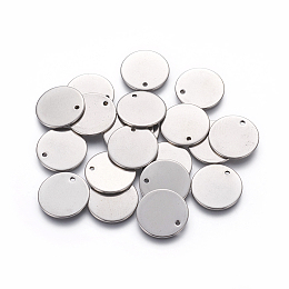 Honeyhandy 304 Stainless Steel Charms, Stamping Blank Tag, Flat Round, Stainless Steel Color, 16x0.8mm, Hole: 1.4mm