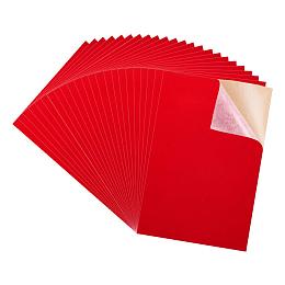 BENECREAT 40PCS Velvet (Red) Fabric Sticky Back Adhesive Back Sheets, A4 Sheet (8.27" x 11.69"), Self-Adhesive, Durable and Water Resistant, Multi-Purpose, Ideal for Art and Craft Making