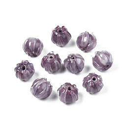 Handmade Lampwork Beads, Flower, Plum, 10~11x11.5~12.5mm, Hole: 1.2mm