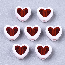 Honeyhandy Transparent Acrylic Beads, Edge Opaque, Heart, Red, 7.5x8.5x4mm, Hole: 1.8mm
