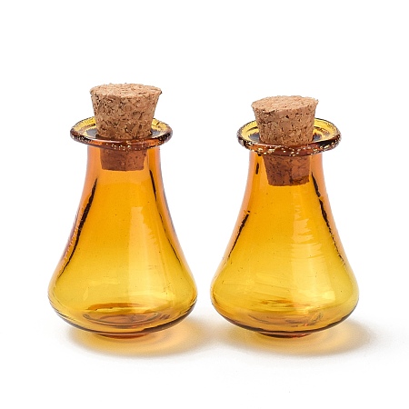Honeyhandy Glass Cork Bottles, Glass Empty Wishing Bottles, DIY Vials for Home Decorations, Gold, 17x27mm