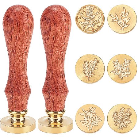 Arricraft Wax Seal Stamp Kit 6 Pieces Plants Branches Series Sealing Wax Stamp Heads 0.98