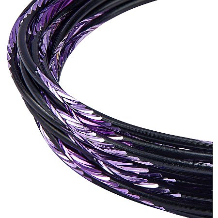 BENECREAT 2 Rolls Gradient Jewelry Craft Aluminum Wire (12 Gauge, 16.4feet) Bendable Metal Wire for Crafting Project - Black and Purple