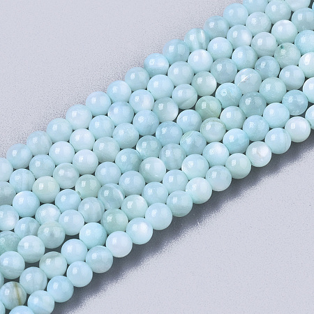 Honeyhandy Natural Freshwater Shell Beads Strands, Dyed, Round, Pale Turquoise, 2.5mm, Hole: 0.7mm, about 150~190pcs/Strand, 14.96 inch~15.75 inch