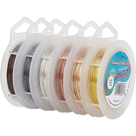 BENECREAT 6 Rolls 24 Gauge Tarnish Resistant Coil Wire Multi-Color Copper Wire for Christmas Halloween Beading Sculpting Model Skeleton Making, 49 Feet/16-Yard/Roll