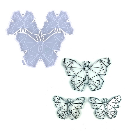 Honeyhandy DIY Butterfly Cup Mat Silicone Molds, Resin Casting Molds, For UV Resin, Epoxy Resin Craft Making, Geometrical Style, Deep Sky Blue, 215x250x9mm, Inner Diameter: 74x115mm & 113x180mm