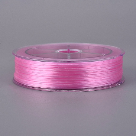 Honeyhandy Flat Elastic Crystal String, Elastic Beading Thread, for Stretch Bracelet Making, Pink, 0.8mm, about 109.36 yards(100m)/roll