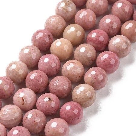 Natural Rhodochrosite Beads Strands, Faceted(128 Facets), Round, 10mm, Hole: 1.2mm, about 36~37pcs/strand, 14.84''~15.24''(37.7~38.7cm)
